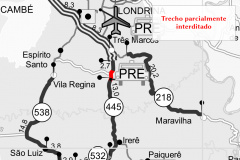 O Departamento de Estradas de Rodagem do Paraná (DER/PR) informa que a PR-445 será parcialmente interditada a partir de hoje (12), para realização de serviços da obra de restauração e duplicação da rodovia. - Foto/Arte/DER
