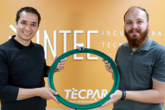 Vicenzo Agustini e Ivan Luiz Riva Jr., empresários da Ciclefy que recebem apoio da Incubadora Tecnológica do Tecpar (Intec).. Foto: Tecpar