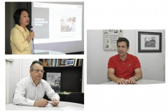 Professora Vera Suguihiro (CESA), abaixo professor e pró-reitor, Amauri Alcindo Alfieri (CCA) , e professor Lucas Vieira de Araujo (CECA). - Londrina, 22/10/2021 - Foto: UEL