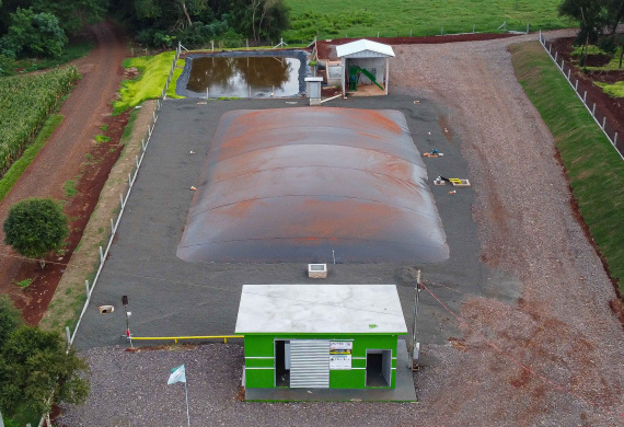 Itaipulândia, 16 de maio de 2024 - Usina de BioGás - produção de energia gerada a partir, neste caso, dos dejetos de suínos -, em Itaipulândia, região oeste do Paraná.
